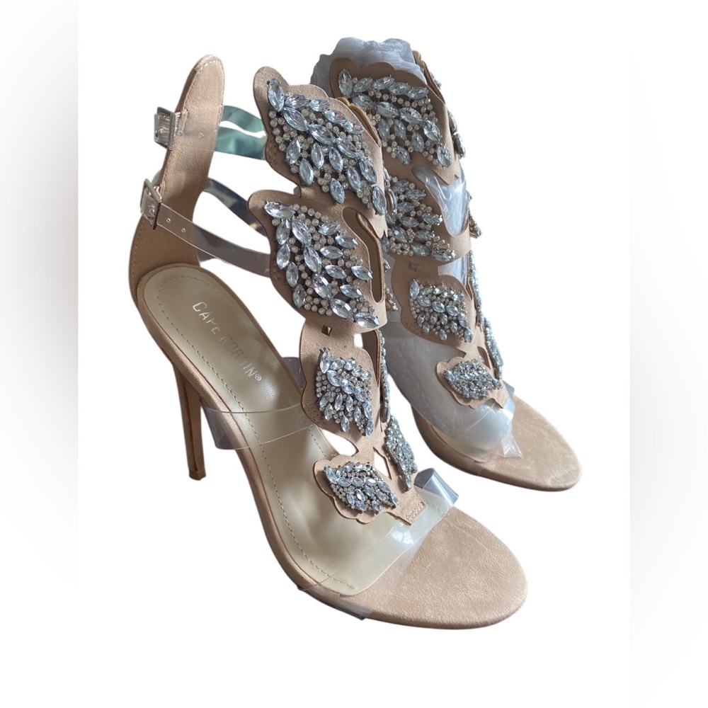 Cape Robbin Nightberry Nudle Rhinestone Bejeweled Heeled Sandals